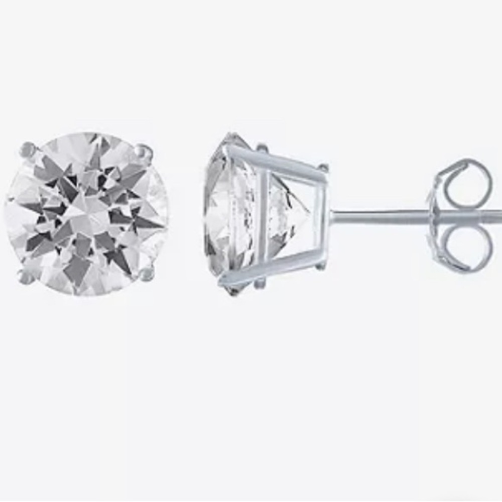 Lab Created White Sapphire Sterling Silver 9mm Stud Earrings